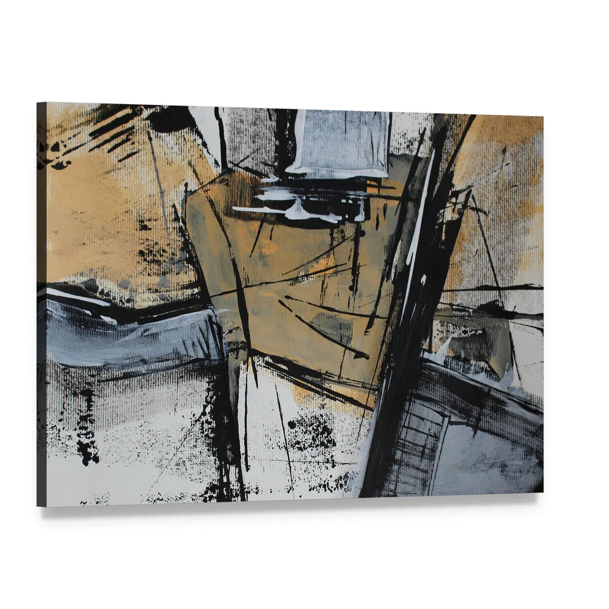 Acrylic Brushstrokes Fragment Canvas Wall Art, single panel gallery wrapped canvas, angled product view