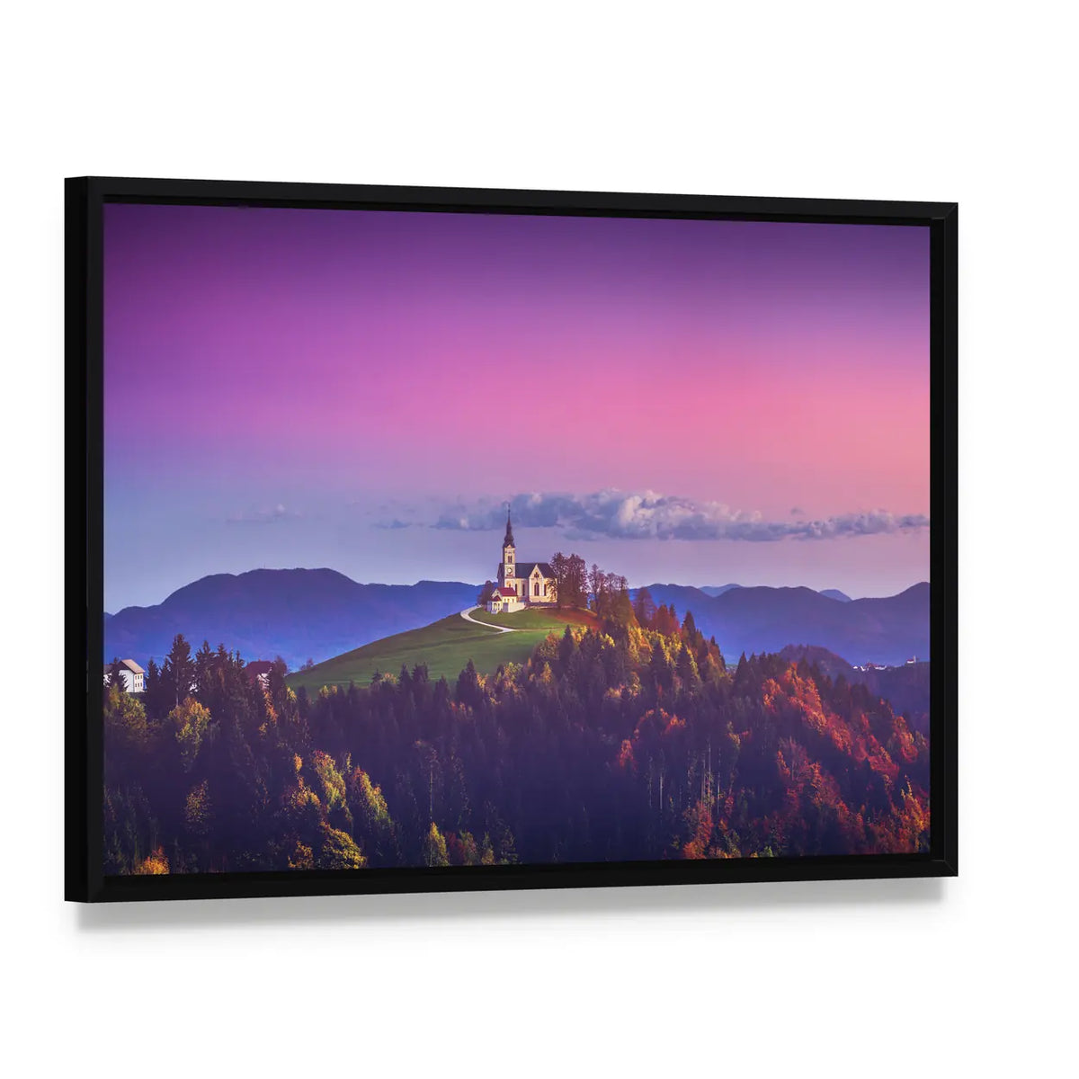 Church of Saint Leonard In London Canvas Wall Art, framed canvas in a black floater frame, angled product view