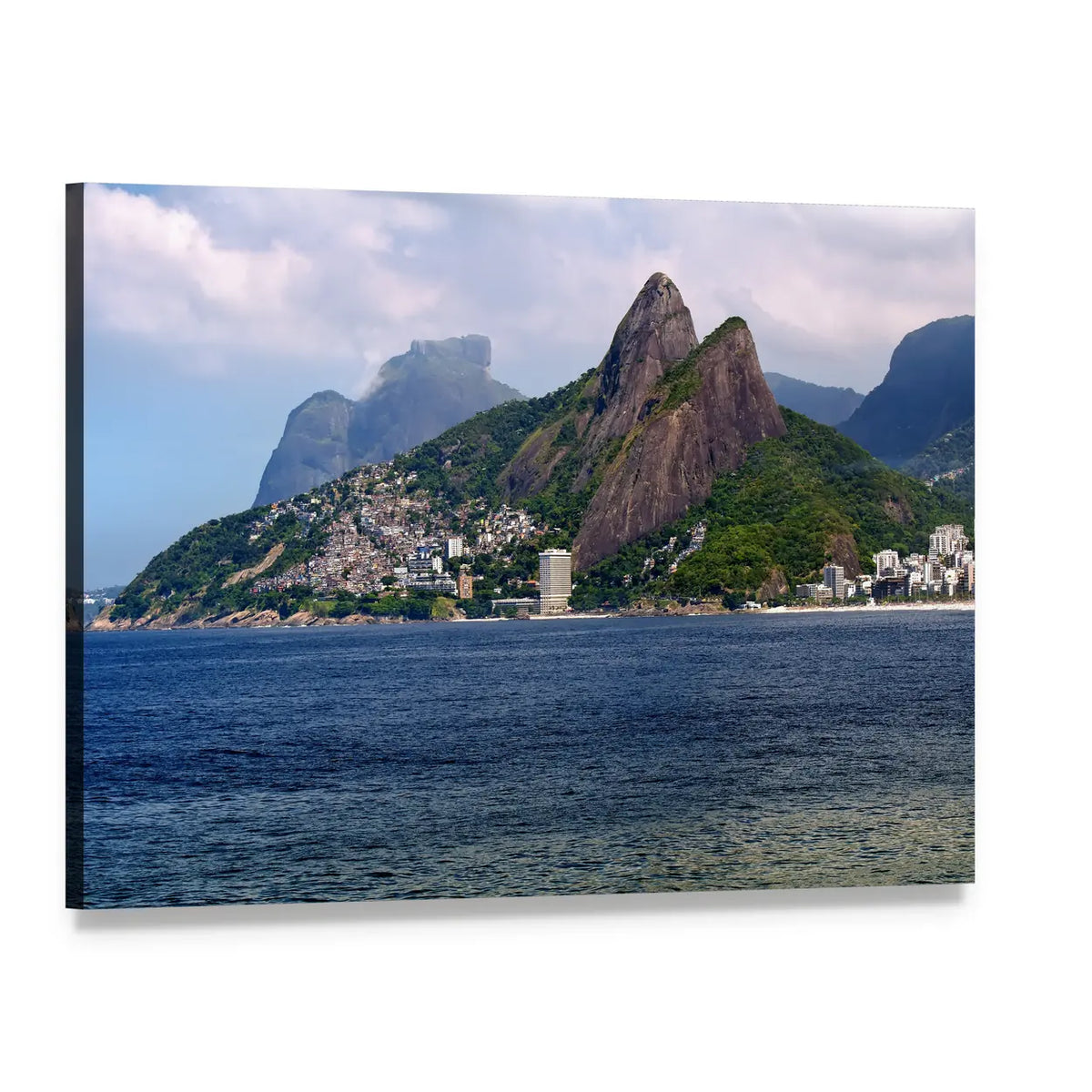 Dois Irmao Coastal Peaks Brazil Canvas Wall Art, single panel gallery wrapped canvas, angled product view