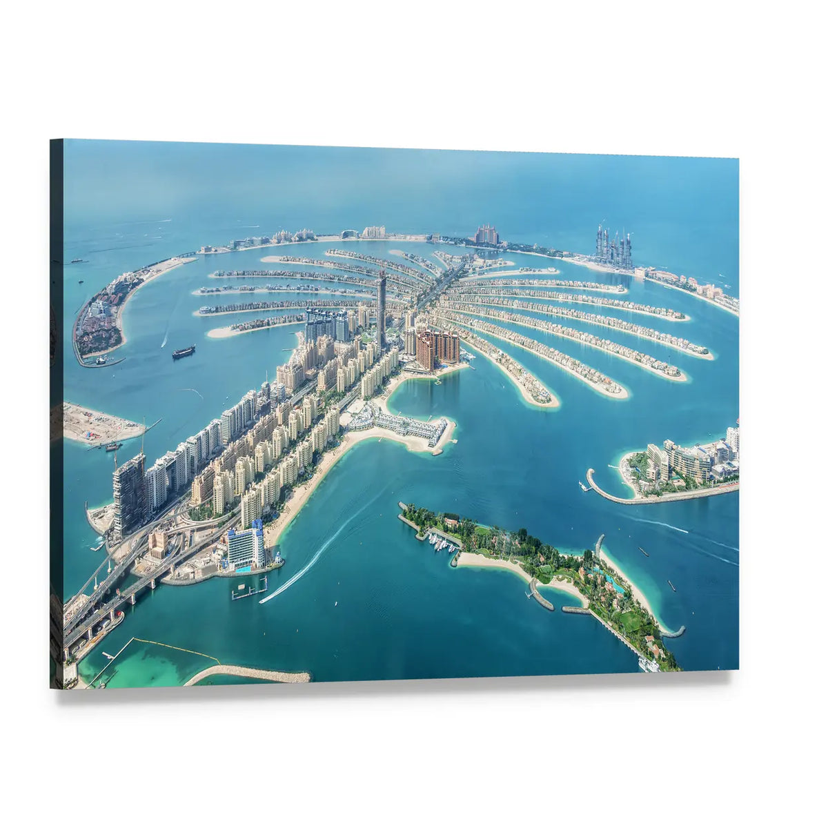Aerial View of Palm Jumeirah, Dubai Canvas Wall Art, single panel gallery wrapped canvas, angled product view