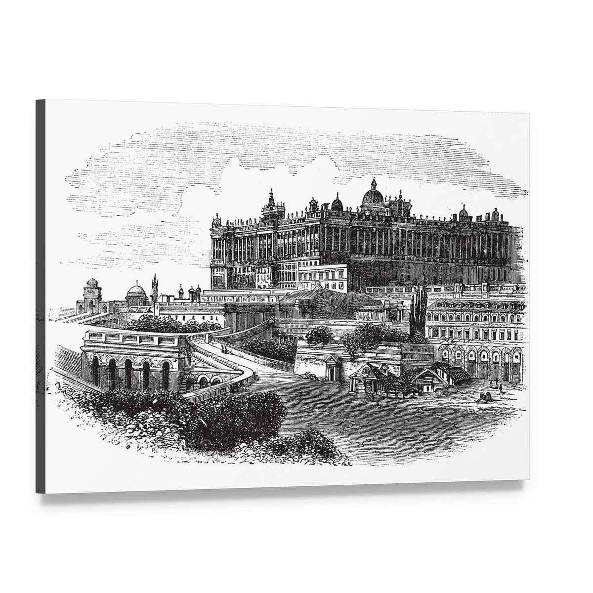 Royal Palace of Madrid Canvas Wall Art, single panel gallery wrapped canvas, angled product view