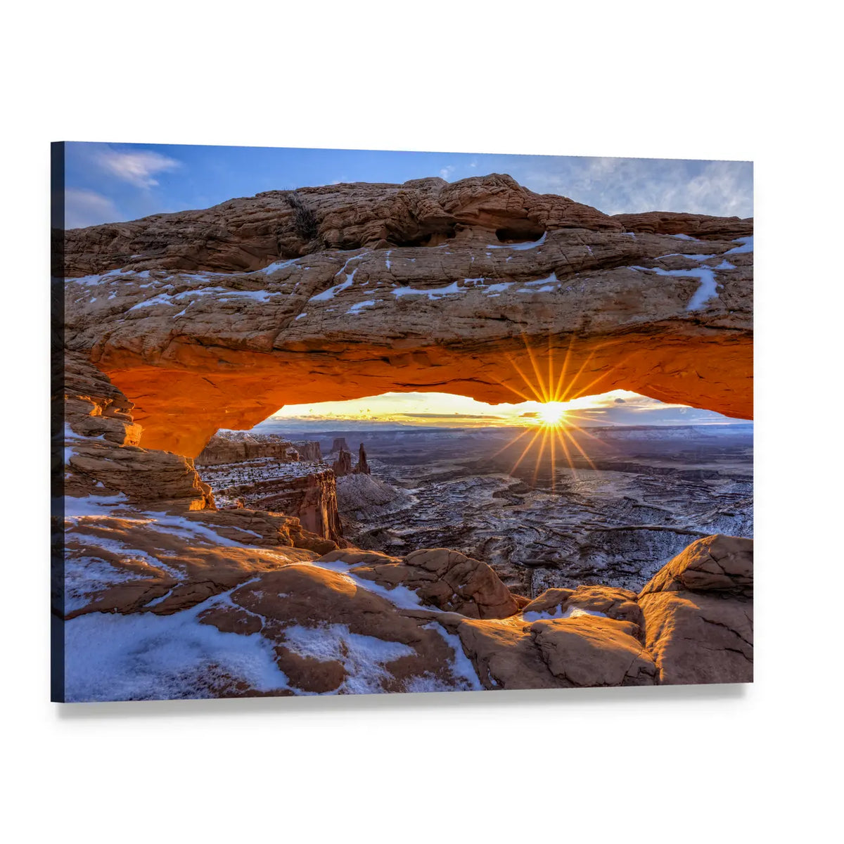 Mesa Arch In Canyonlands National Park Utah Canvas Wall Art, single panel gallery wrapped canvas, angled product view