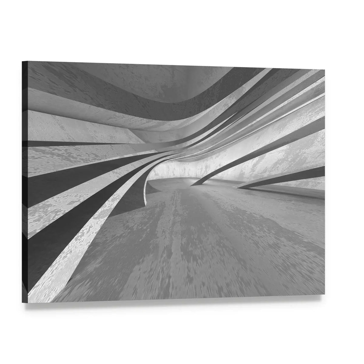 Curved Concrete Interior with Vanishing Point Canvas Wall Art, single panel gallery wrapped canvas, angled product view