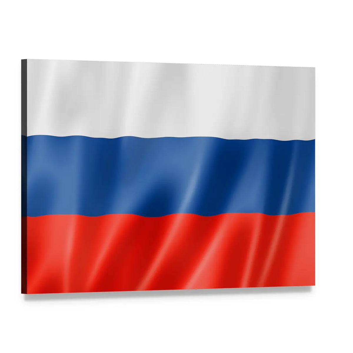 Waving Russian Tricolour Flag Canvas Wall Art, single panel gallery wrapped canvas, angled product view
