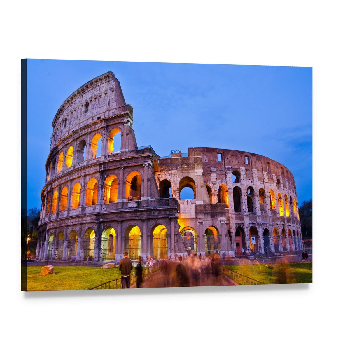 The Colosseum Illuminated at Night Canvas Wall Art, single panel gallery wrapped canvas, angled product view