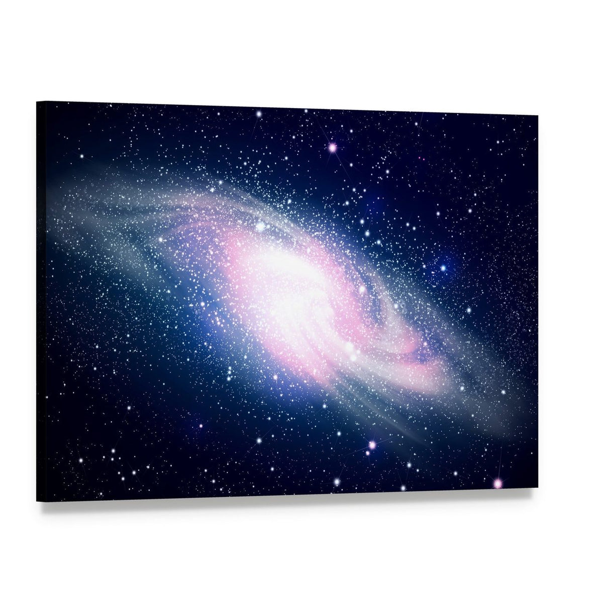 Glowing Galaxy and Stars Canvas Wall Art, single panel gallery wrapped canvas, angled product view