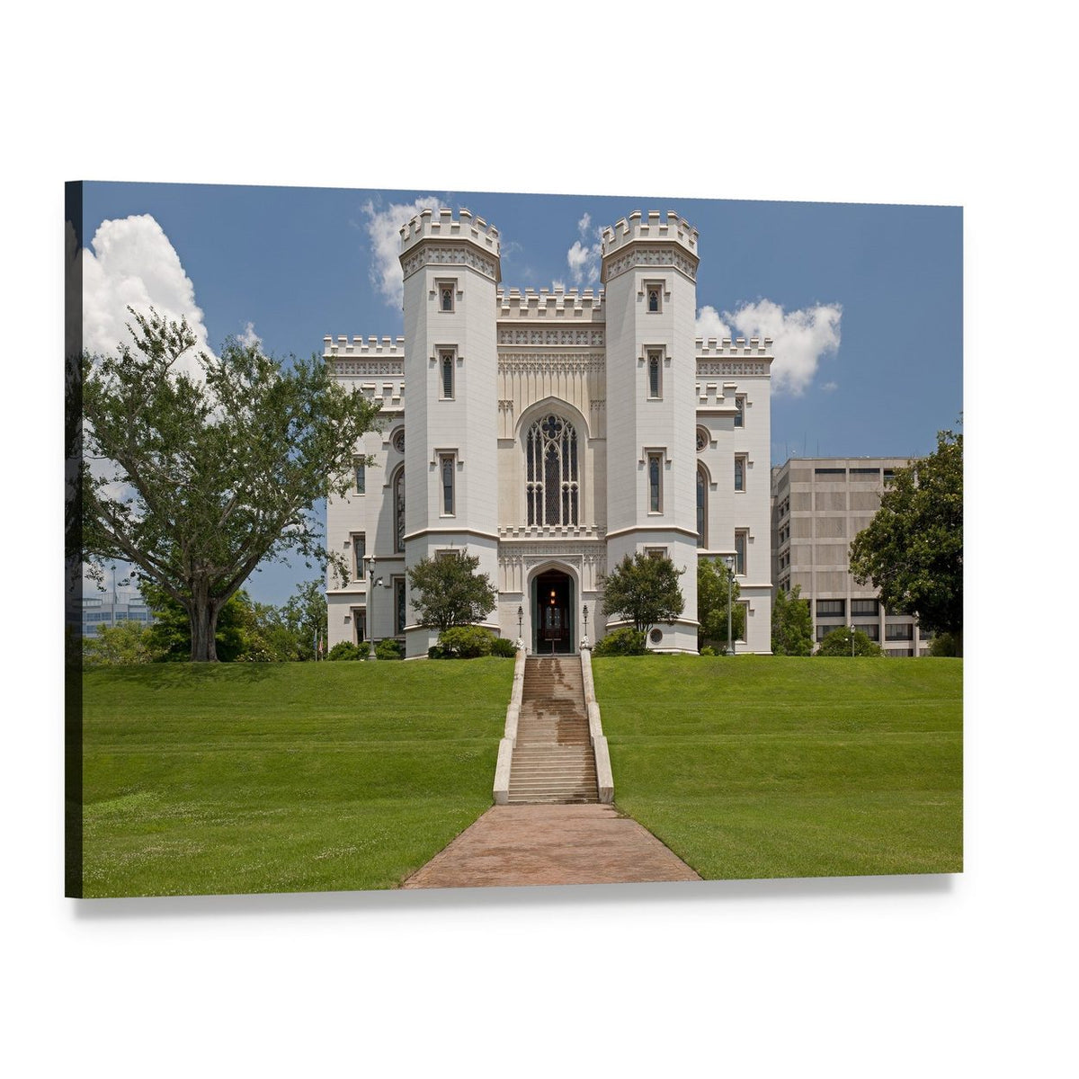 Louisiana Capitol Building with Stepped Pathway Canvas Wall Art, single panel gallery wrapped canvas, angled product view