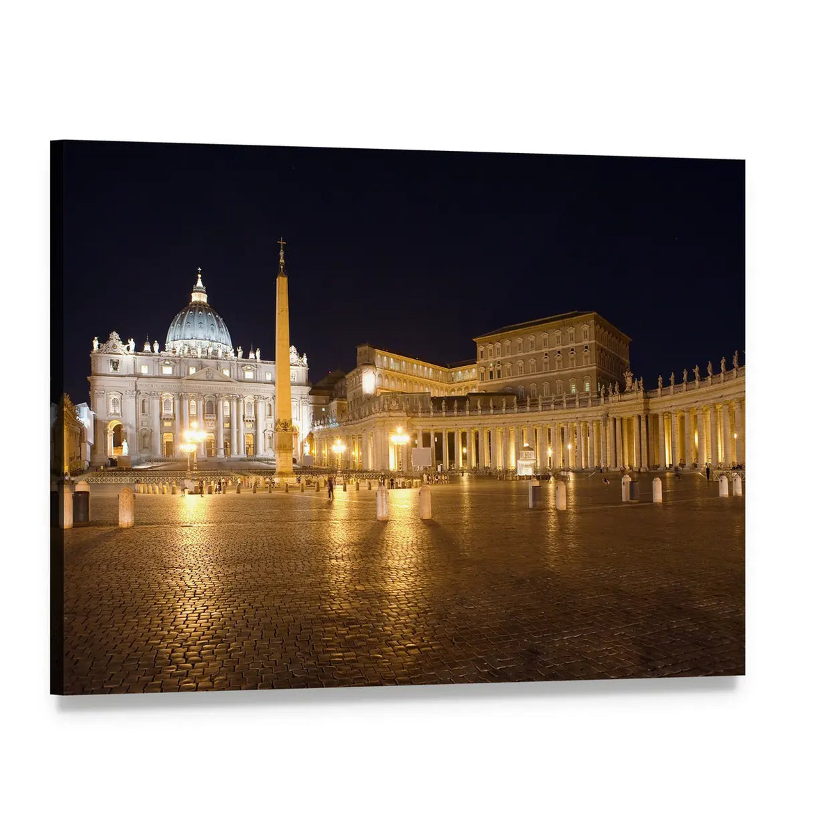 Saint Peter's Square at Night Canvas Wall Art, single panel gallery wrapped canvas, angled product view