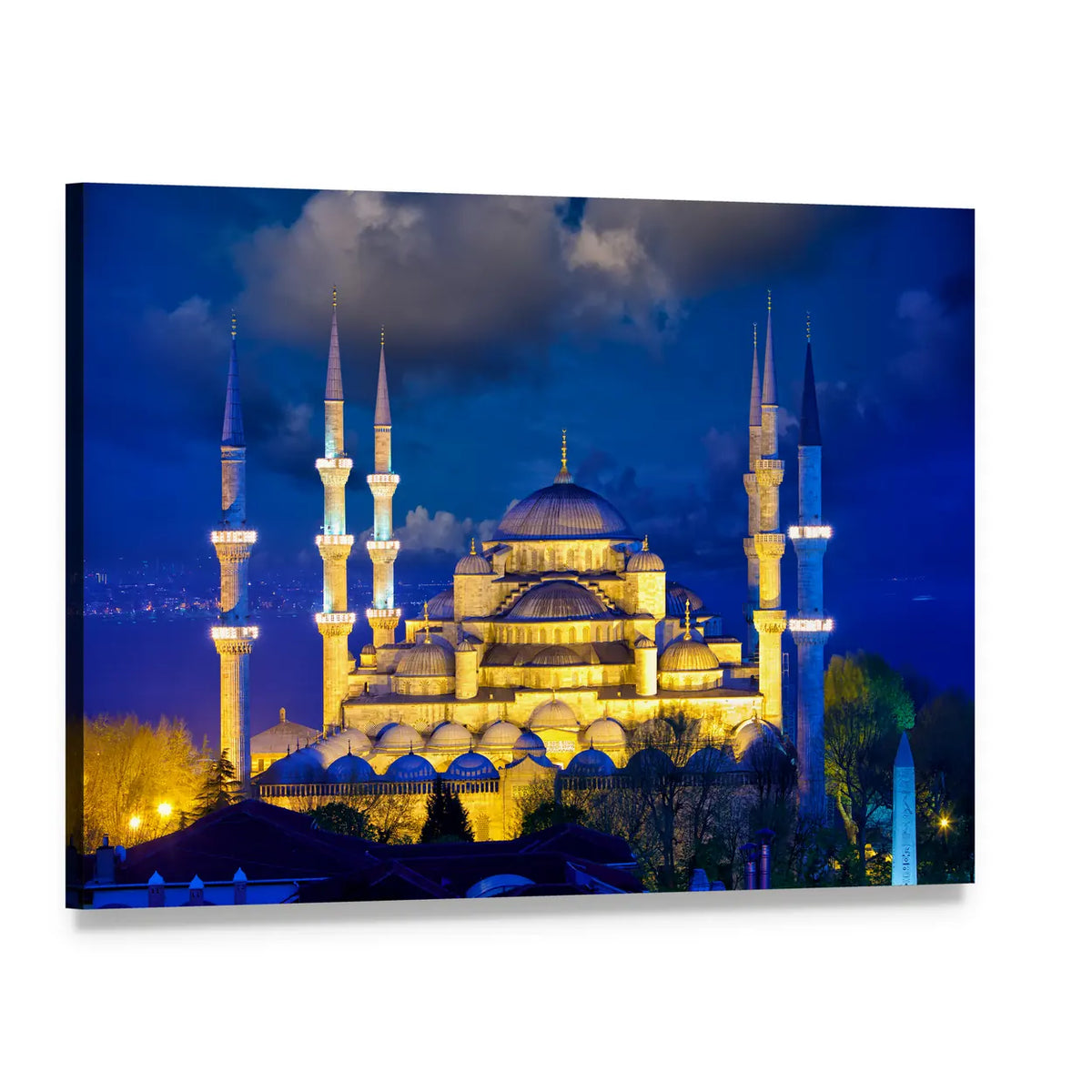 Blue Mosque In Istanbul Canvas Wall Art, single panel gallery wrapped canvas, angled product view