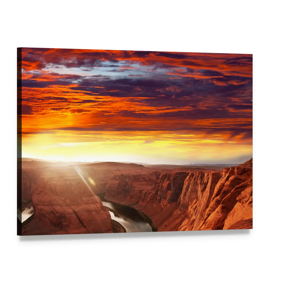 Horseshoe Bend at Sunset Canvas Wall Art, single panel gallery wrapped canvas, angled product view