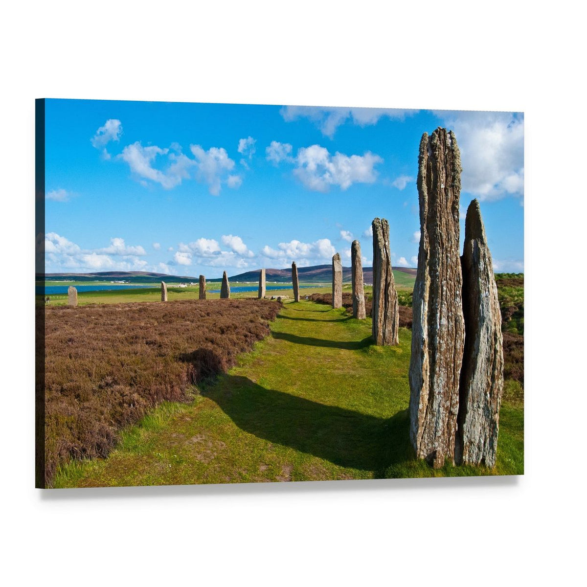 Mystic Ring of Brodgar Canvas Wall Art, single panel gallery wrapped canvas, angled product view