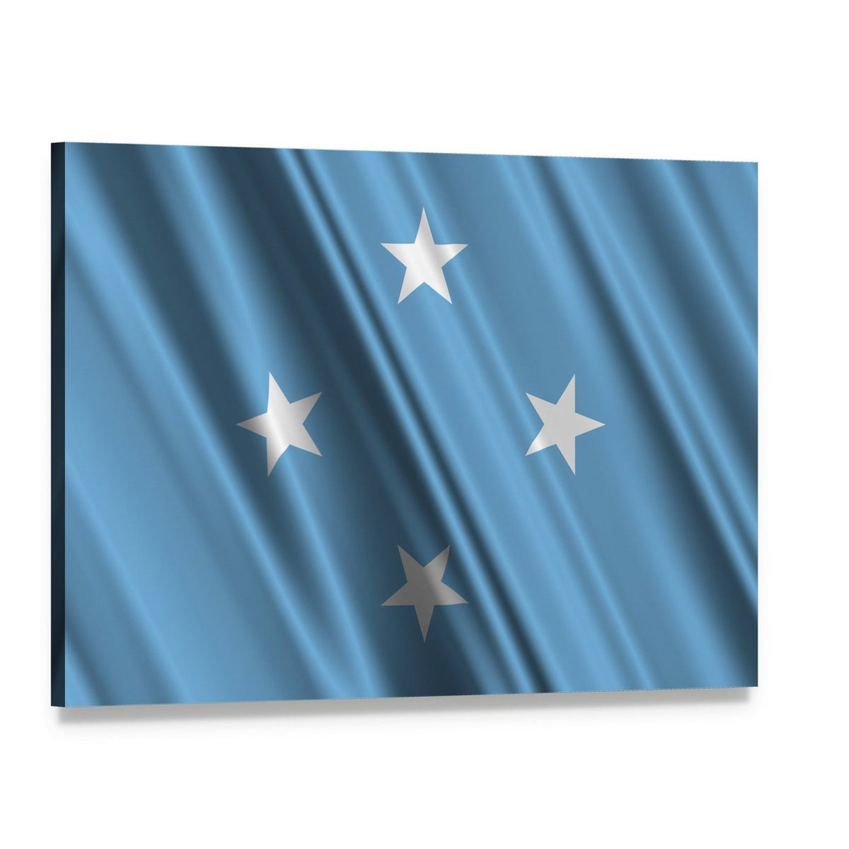 Waving Micronesia Flag Canvas Wall Art, single panel gallery wrapped canvas, angled product view