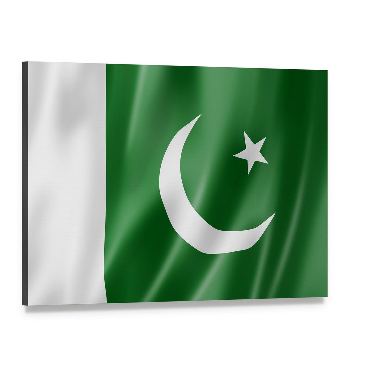 Waving Flag of Pakistan Canvas Wall Art, single panel gallery wrapped canvas, angled product view