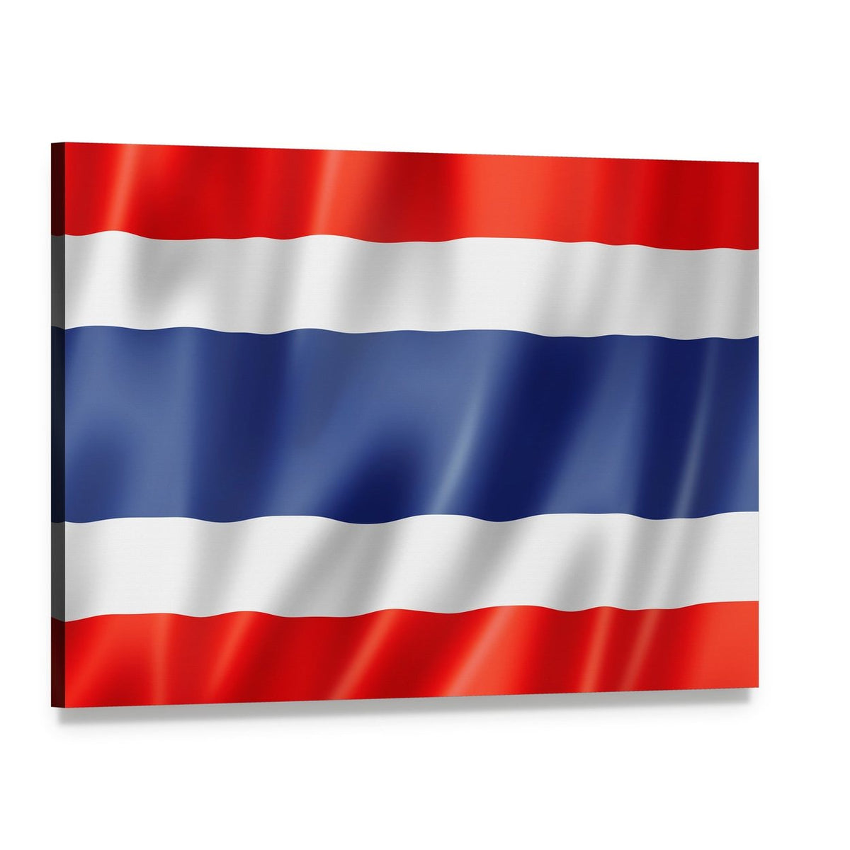 Waving Thailand Flag Canvas Wall Art, single panel gallery wrapped canvas, angled product view