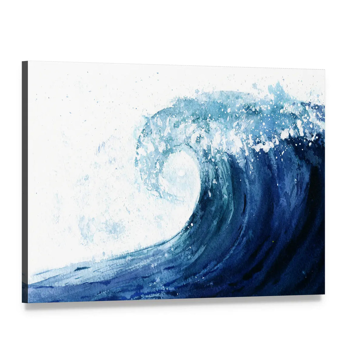 Crashing Ocean Wave Illustration Canvas Wall Art, single panel gallery wrapped canvas, angled product view