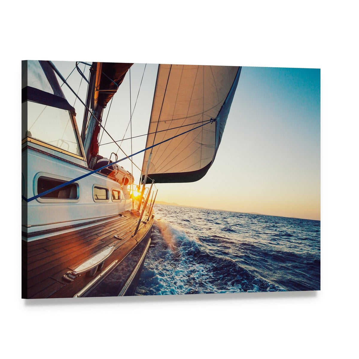 Sailing Into the Sunset Canvas Wall Art, single panel gallery wrapped canvas, angled product view