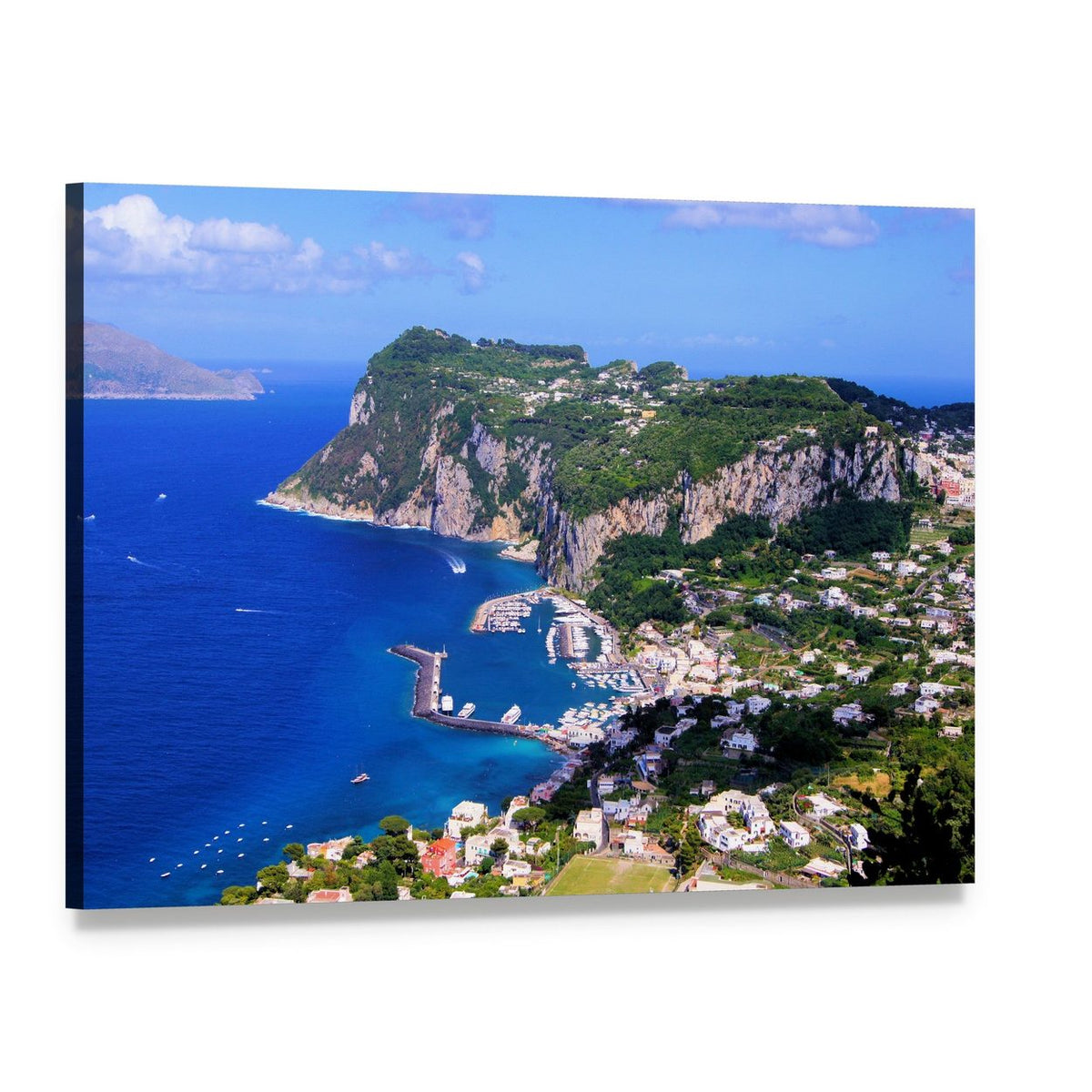 Aerial View of Capri Harbor Canvas Wall Art, single panel gallery wrapped canvas, angled product view
