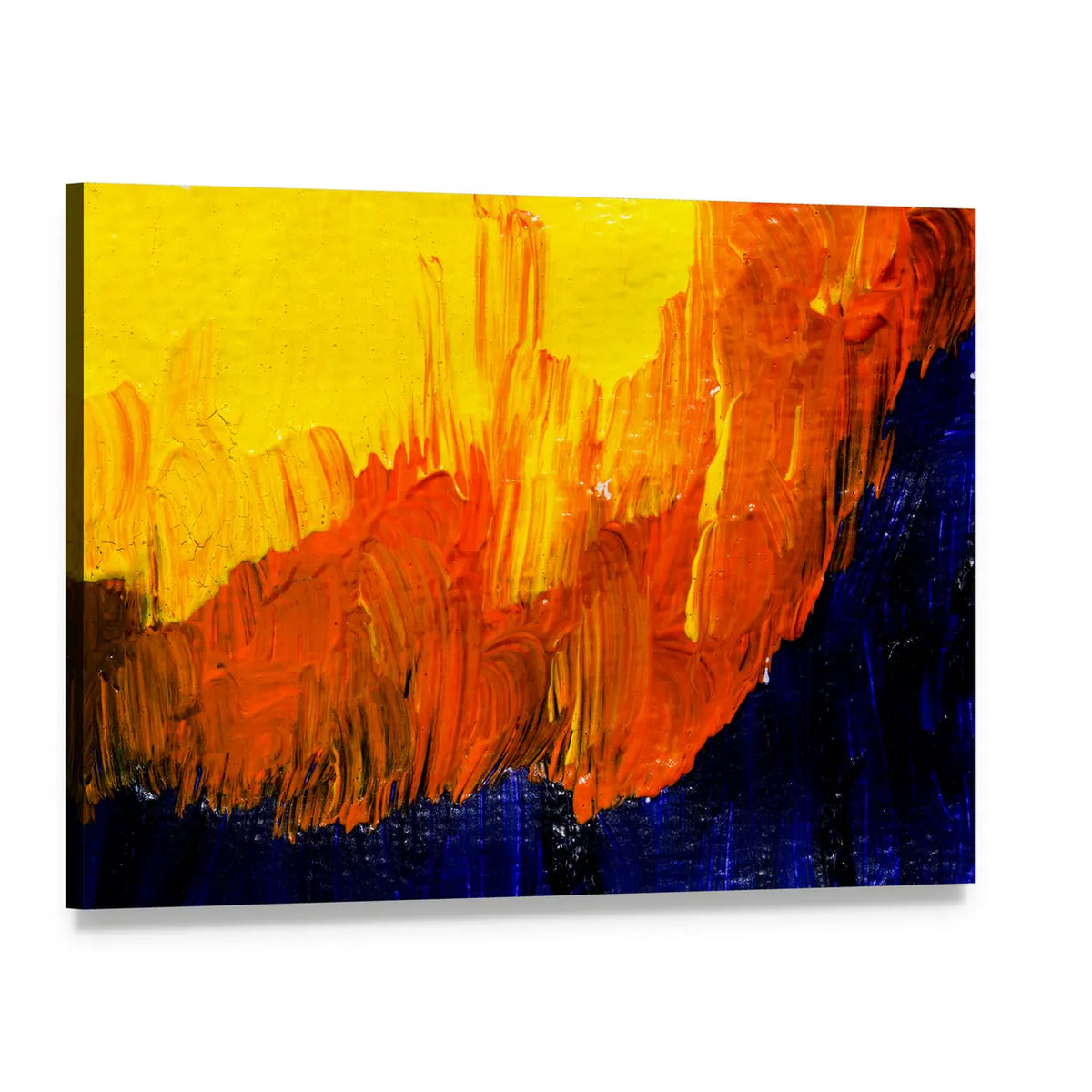 Bold Impasto Brushstrokes in Warm and Cool Hues Canvas Wall Art, single panel gallery wrapped canvas, angled product view