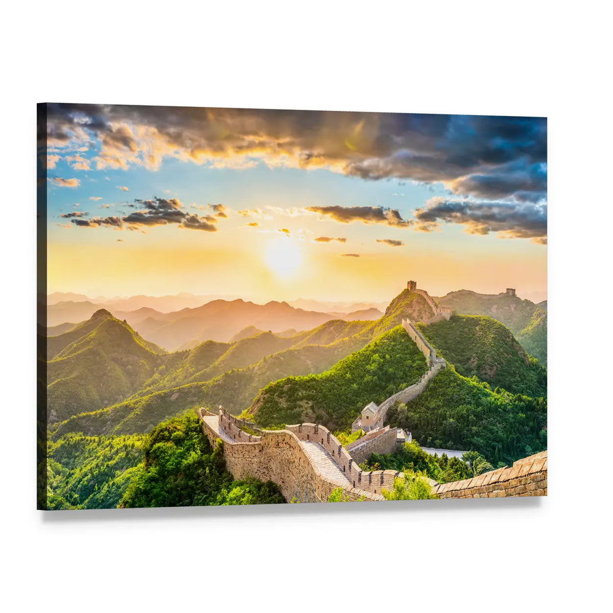 Great Wall of China at Golden Hour Canvas Wall Art, single panel gallery wrapped canvas, angled product view