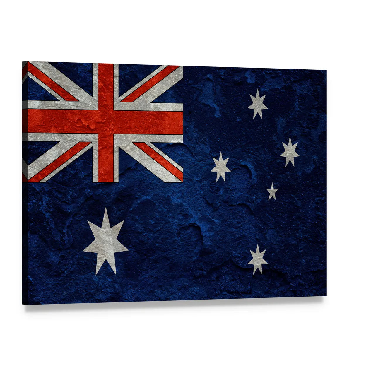 Grunge Australian Flag Canvas Wall Art, single panel gallery wrapped canvas, angled product view