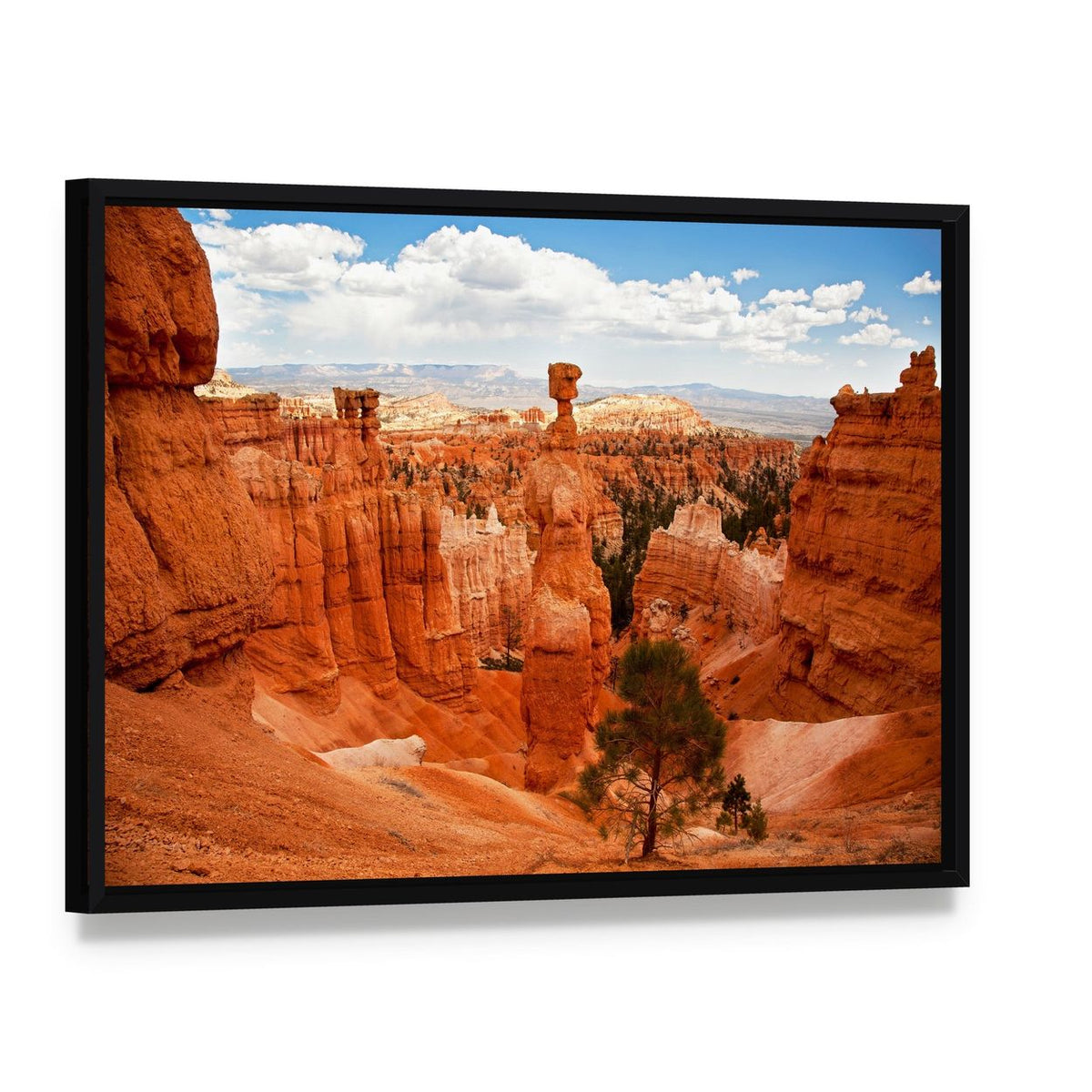 Thors Hammer Bryce Canyon Utah Canvas Wall Art, framed canvas in a black floater frame, angled product view