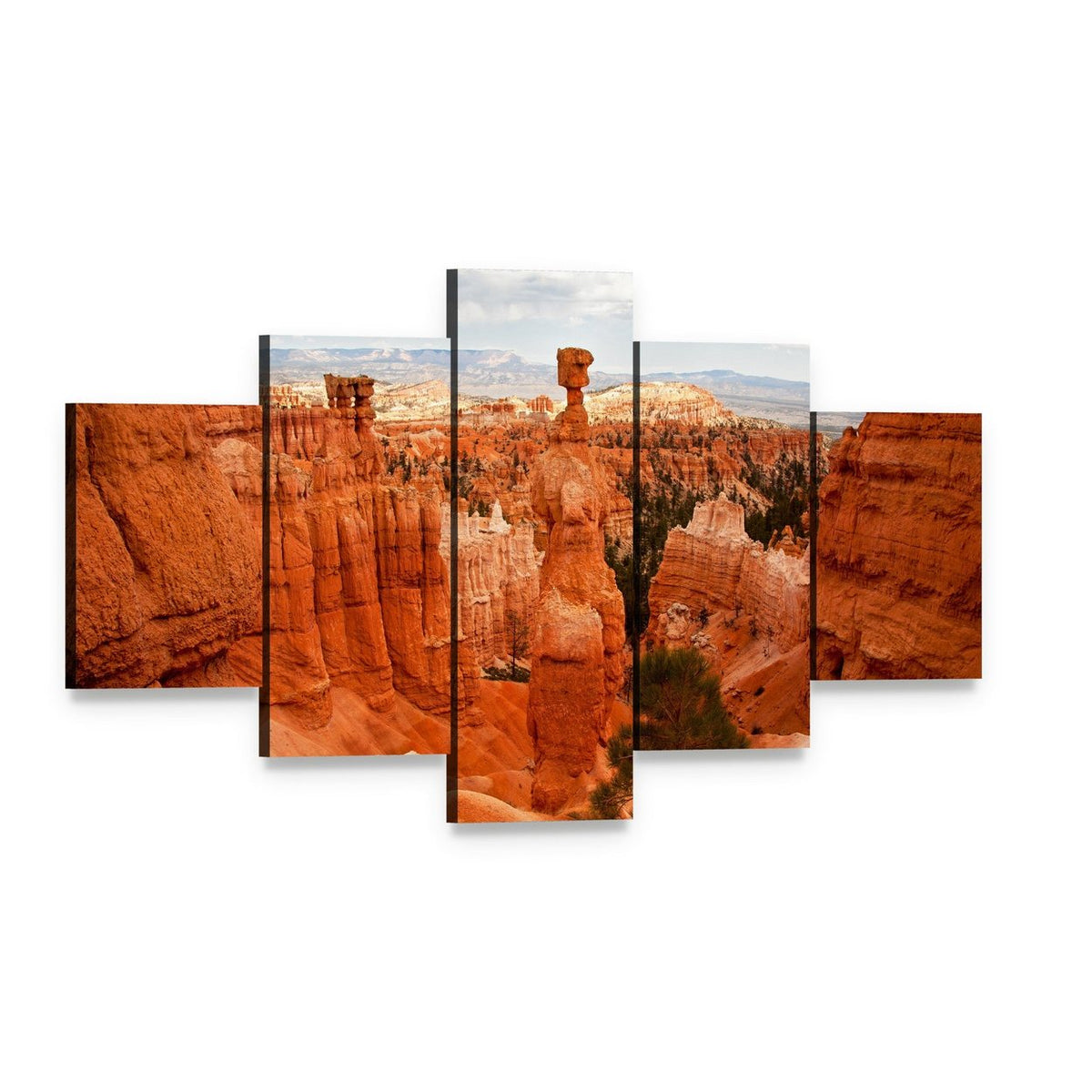 Thors Hammer Bryce Canyon Utah Canvas Wall Art, 5 panel 5 Star layout gallery wrapped canvas set, angled product view