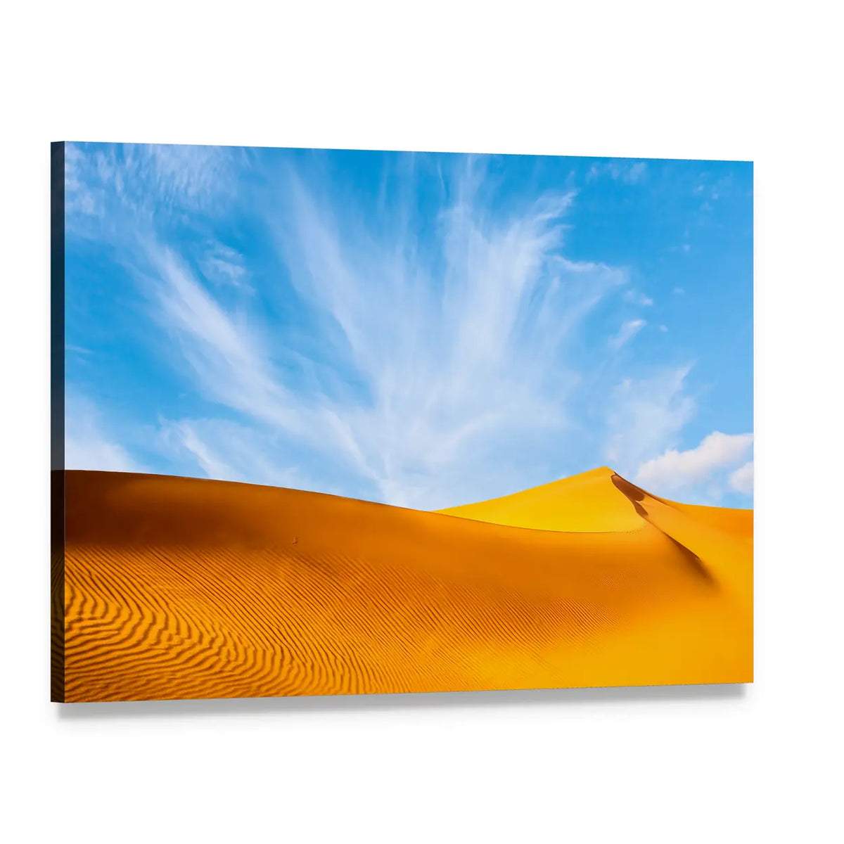 Golden Sand Dunes Landscape Canvas Wall Art, single panel gallery wrapped canvas, angled product view