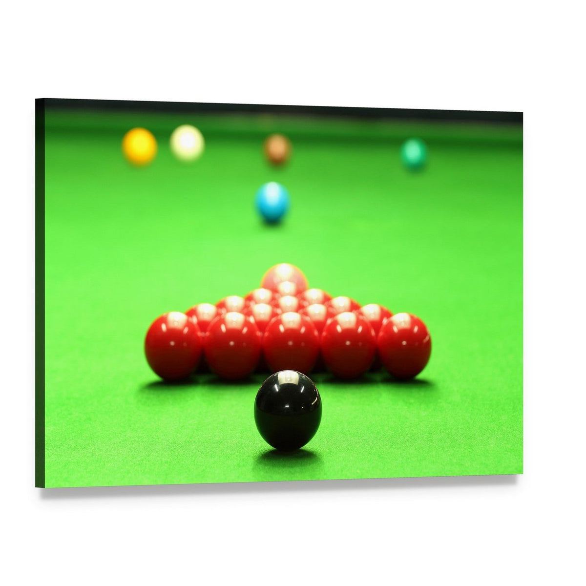 Snooker Balls Ready for Shot Canvas Wall Art, single panel gallery wrapped canvas, angled product view