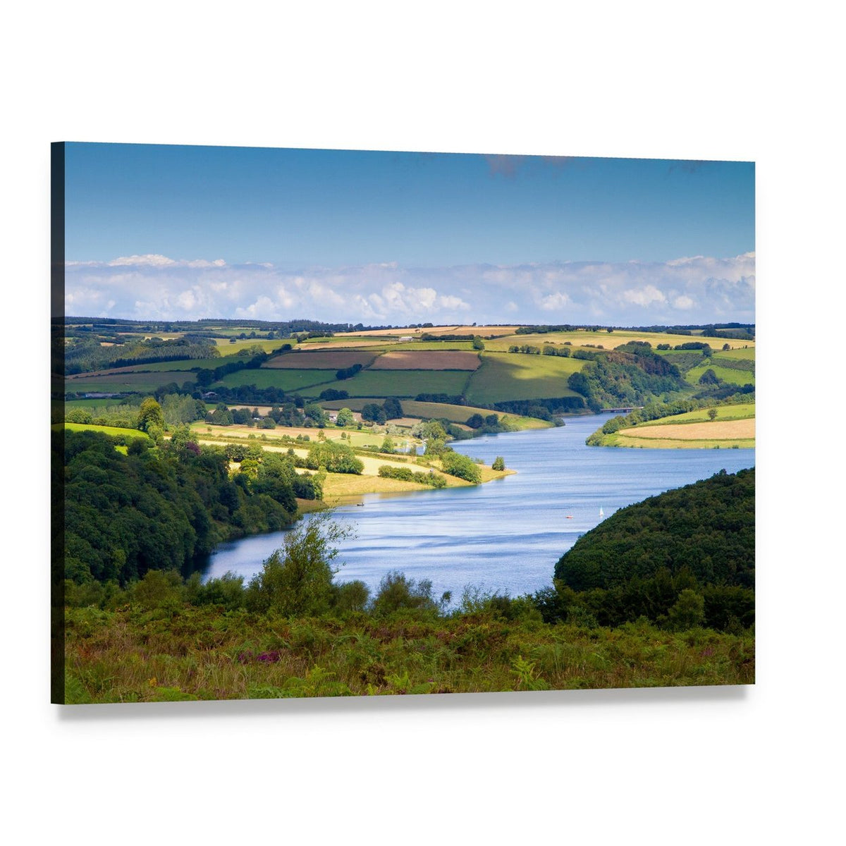 Wimbleball Lake Reflections Canvas Wall Art, single panel gallery wrapped canvas, angled product view