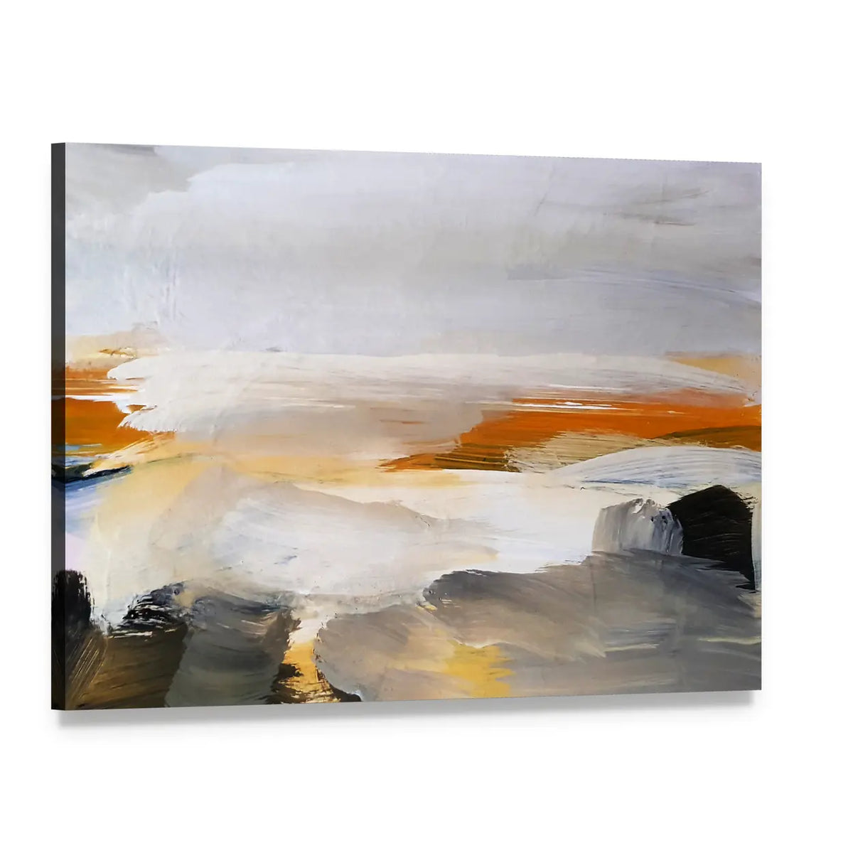 Hand Drawn Lake Canvas Wall Art, single panel gallery wrapped canvas, angled product view