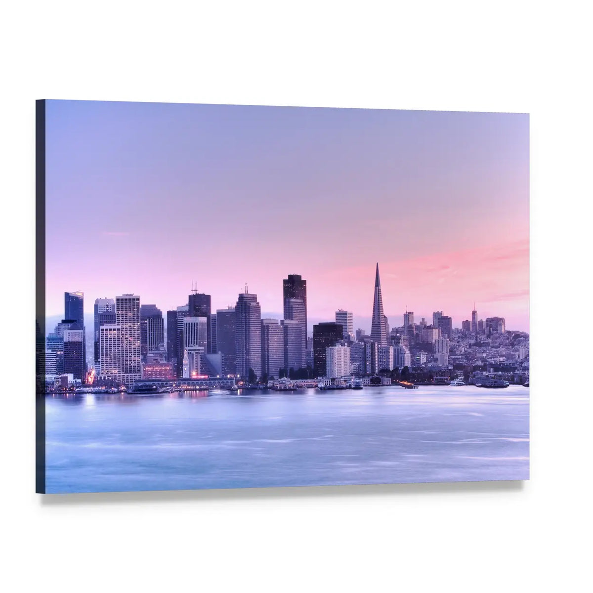 San Francisco Skyline Canvas Wall Art, single panel gallery wrapped canvas, angled product view