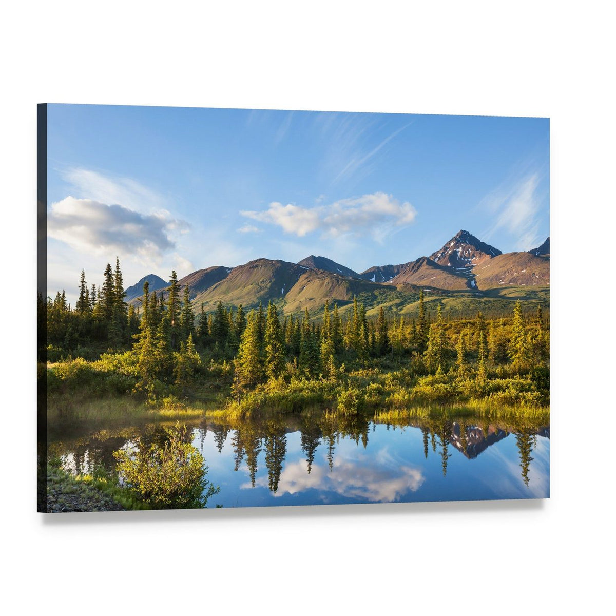 River in Alaskan Tundra Canvas Wall Art, single panel gallery wrapped canvas, angled product view
