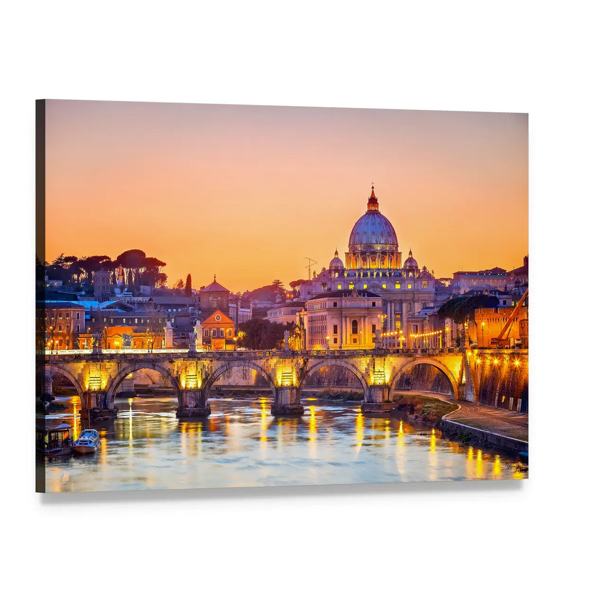 St. Peter's Basilica at Dusk Canvas Wall Art, single panel gallery wrapped canvas, angled product view