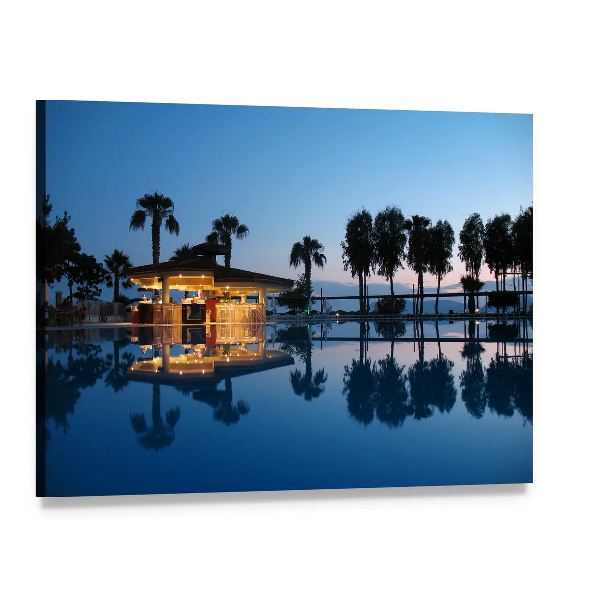 Night Bar On Summer Beach in Turkey Canvas Wall Art, single panel gallery wrapped canvas, angled product view