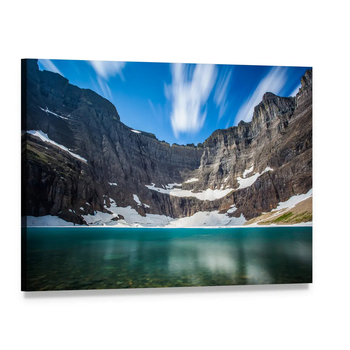 Iceberg Lake Canvas Wall Art, single panel gallery wrapped canvas, angled product view