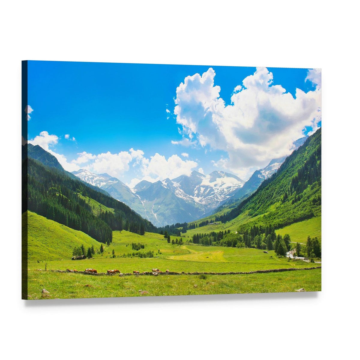 Landscape with the Alps Austria Canvas Wall Art, single panel gallery wrapped canvas, angled product view