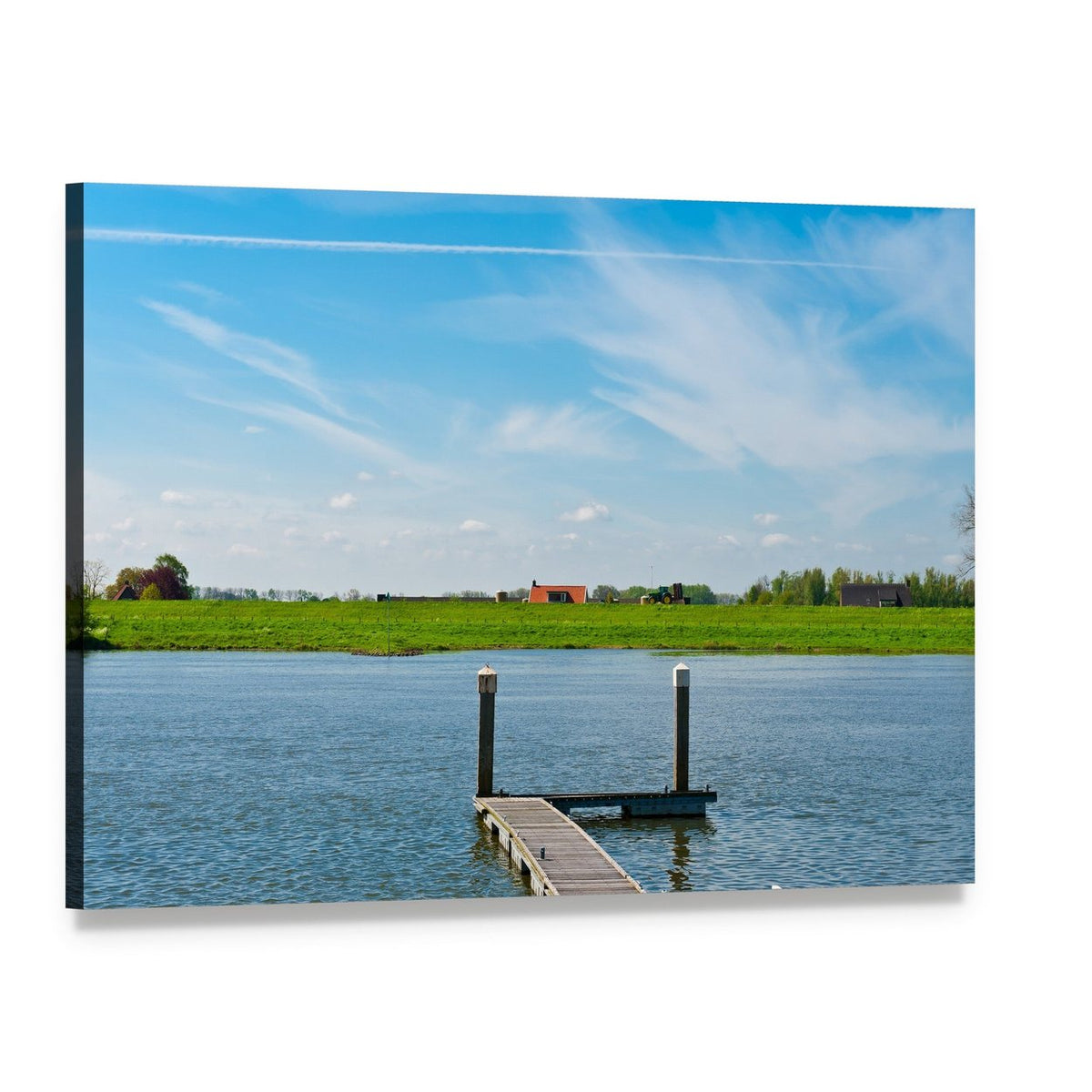 Dutch Village by the River Canvas Wall Art, single panel gallery wrapped canvas, angled product view