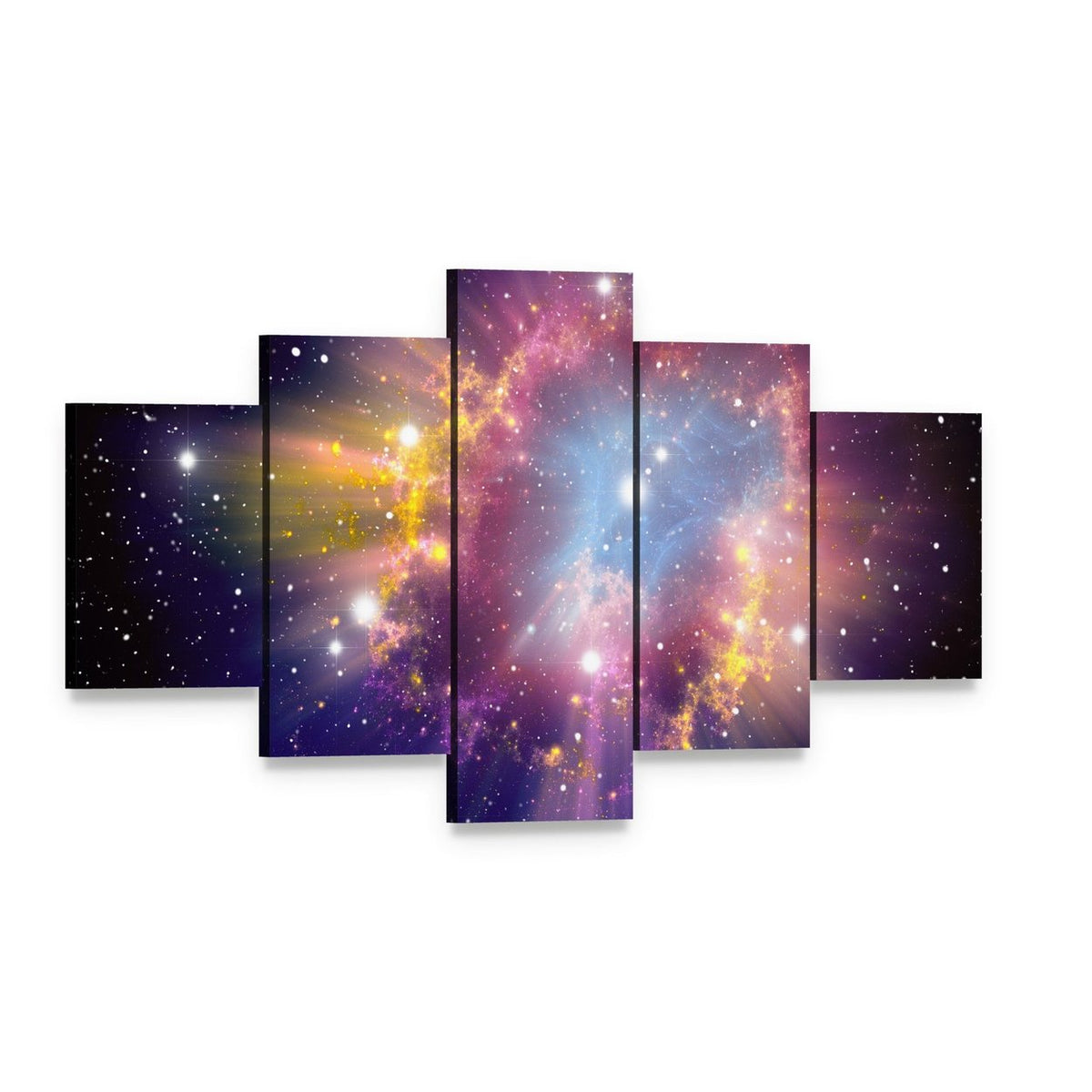 Supernova Explosion Canvas Wall Art, 5 panel 5 Star layout gallery wrapped canvas set, angled product view