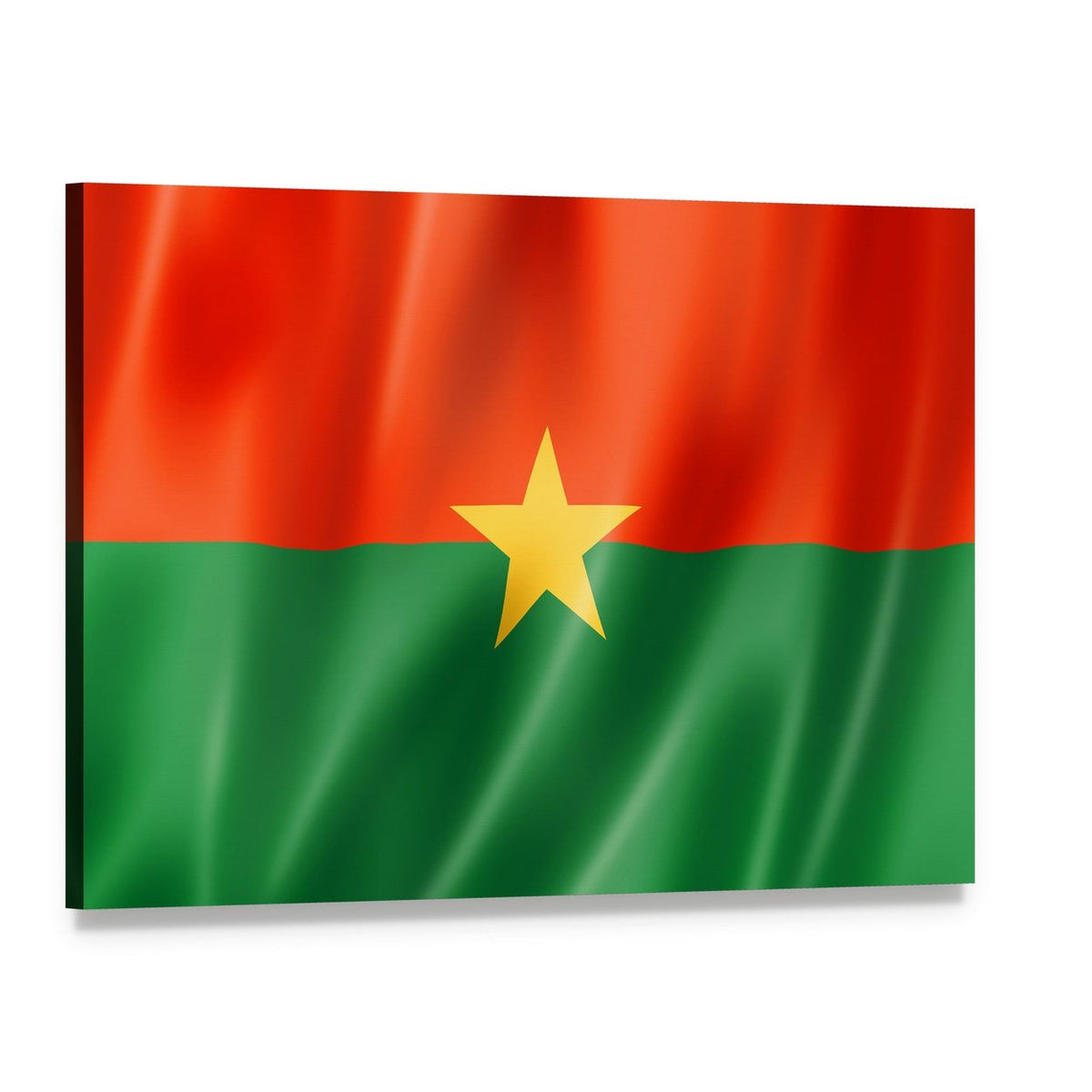 Burkina Faso Flag with Star Canvas Wall Art, single panel gallery wrapped canvas, angled product view