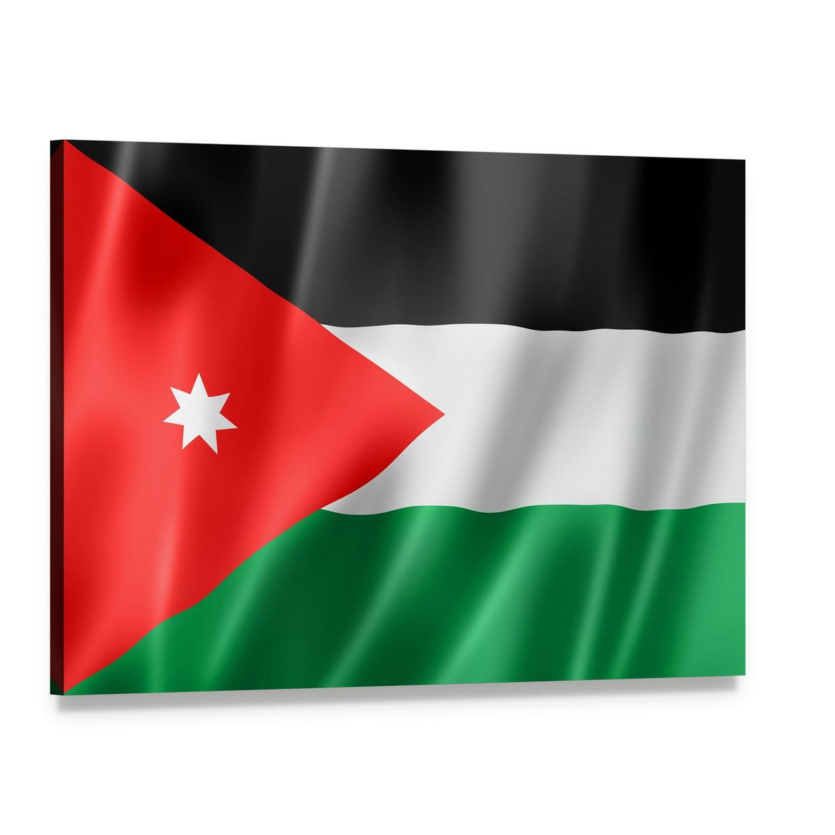 Waving Jordan Flag Canvas Wall Art, single panel gallery wrapped canvas, angled product view