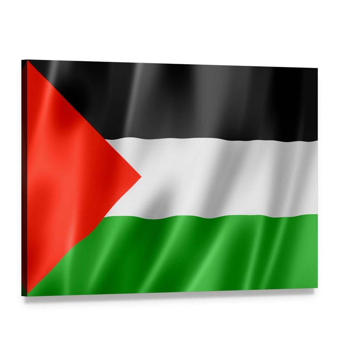 Waving Palestinian Flag Canvas Wall Art, single panel gallery wrapped canvas, angled product view
