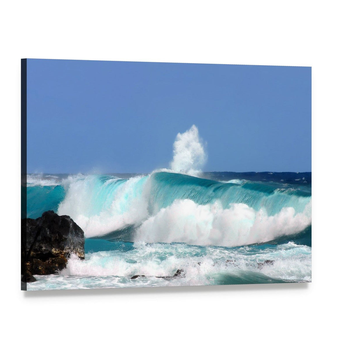 High Waves on Island Hawaii Canvas Wall Art, single panel gallery wrapped canvas, angled product view