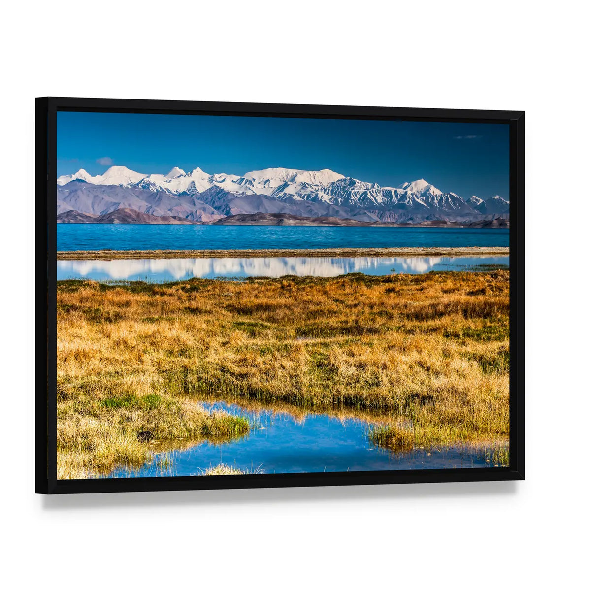 Karakul Lake In Pamir In Tajikistan Canvas Wall Art, framed canvas in a black floater frame, angled product view