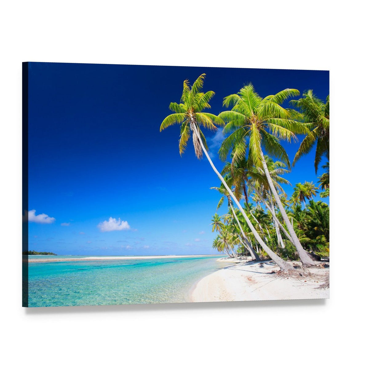French Polynesia Tropical Beach Canvas Wall Art, single panel gallery wrapped canvas, angled product view