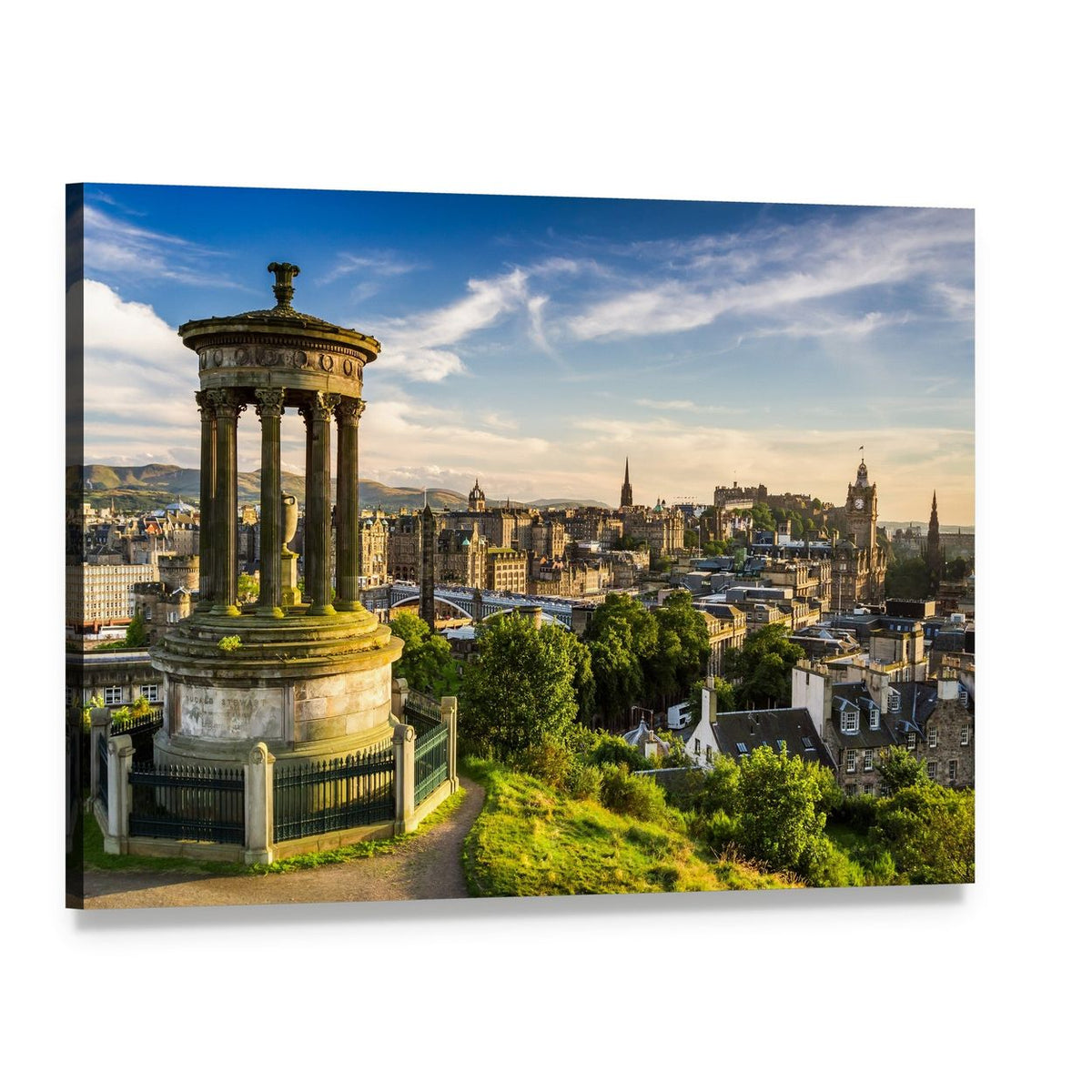 City of Edinburgh Canvas Wall Art, single panel gallery wrapped canvas, angled product view