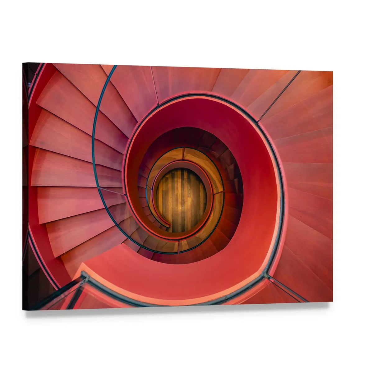 Spiral Staircase Architecture Canvas Wall Art, single panel gallery wrapped canvas, angled product view