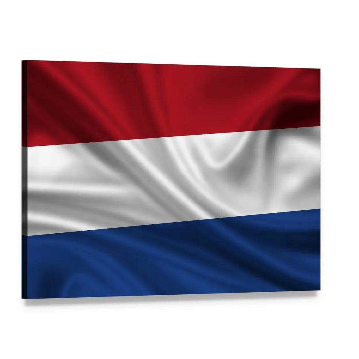 Waving Flag of the Netherlands Canvas Wall Art, single panel gallery wrapped canvas, angled product view