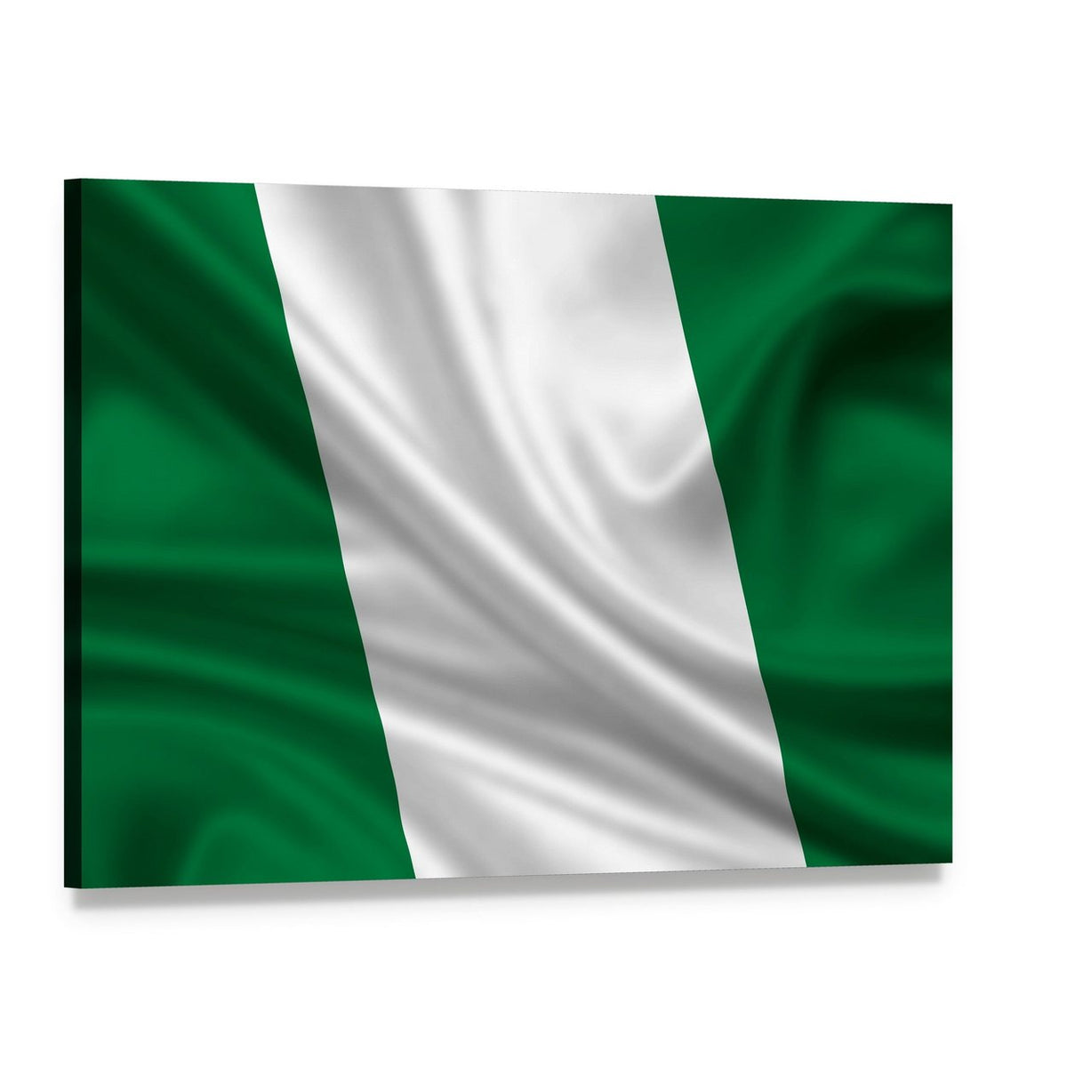 Waving Flag of Nigeria Canvas Wall Art, single panel gallery wrapped canvas, angled product view