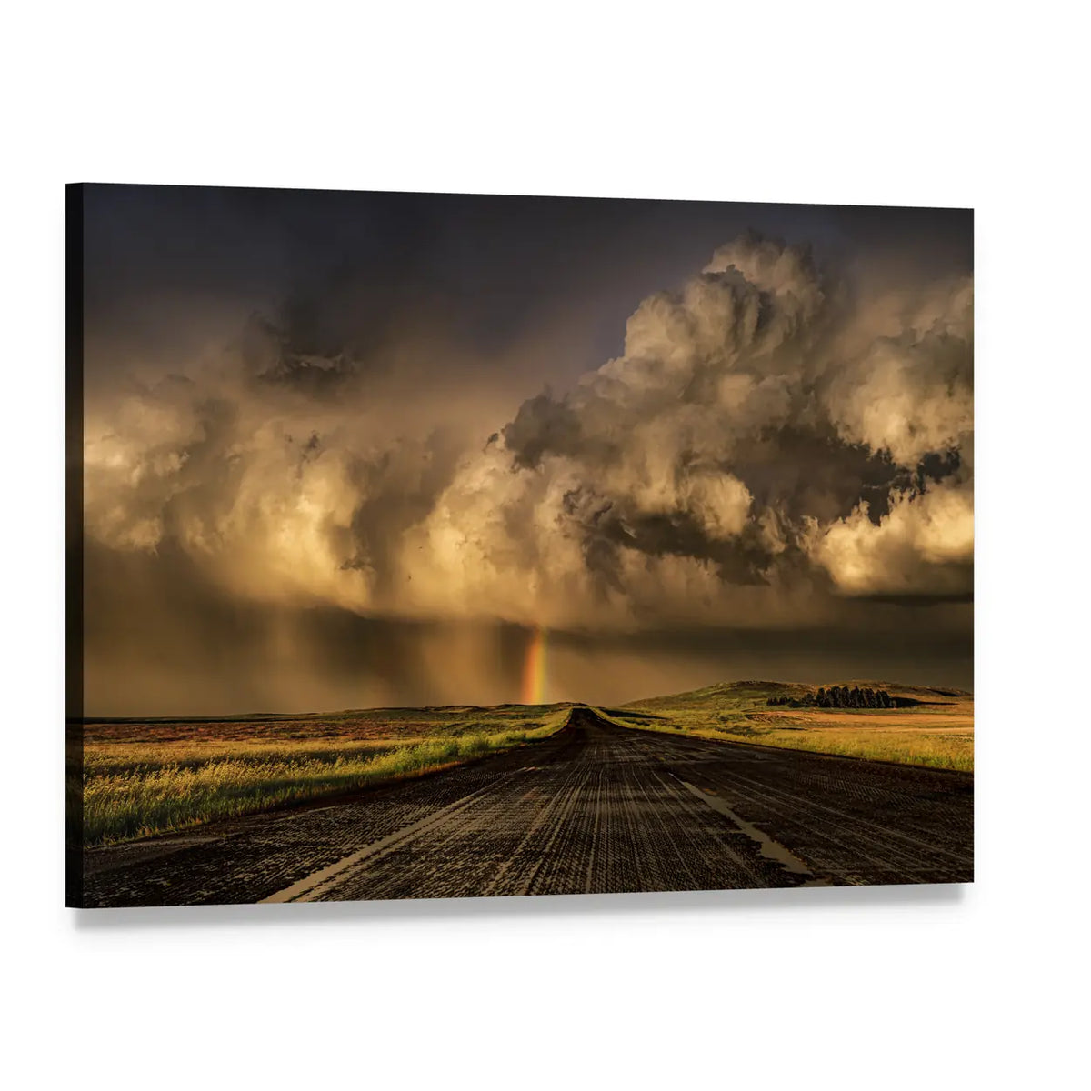 Travel Through South Dakota Border Near Lemmon Town Canvas Wall Art, single panel gallery wrapped canvas, angled product view