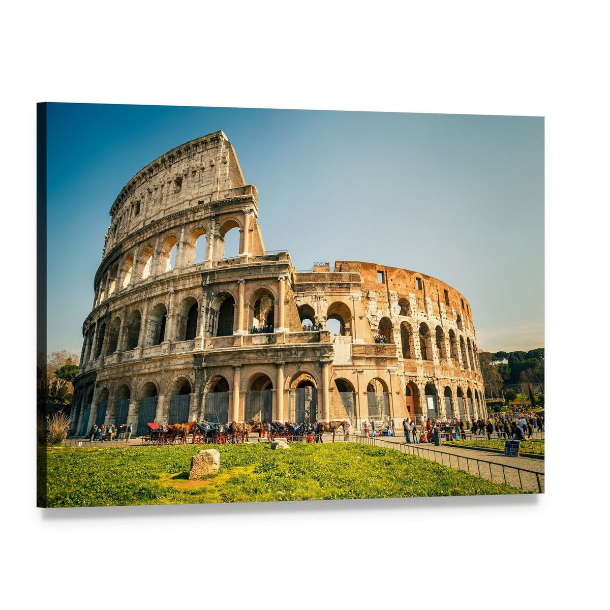 Colosseum View in Bright Summer Canvas Wall Art, single panel gallery wrapped canvas, angled product view